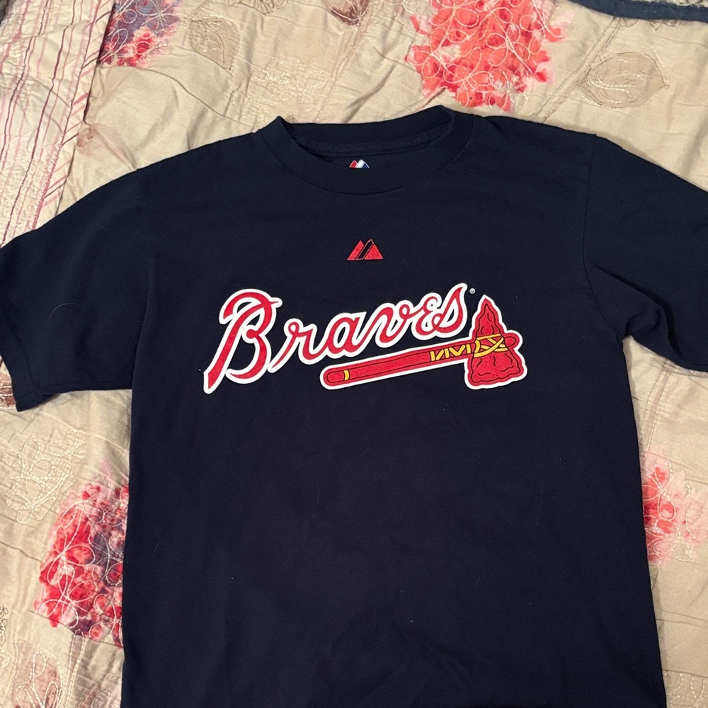 Majestic Braves Kids Blue and Red T-Shirt